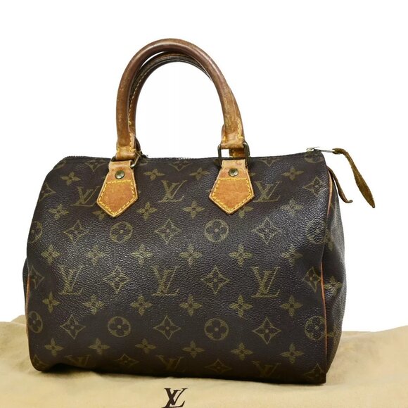 LOUIS VUITTON Speedy 25 Travel Hand Bag Monogram Leather Brown